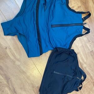 Blue and Black Women's Bikini Set